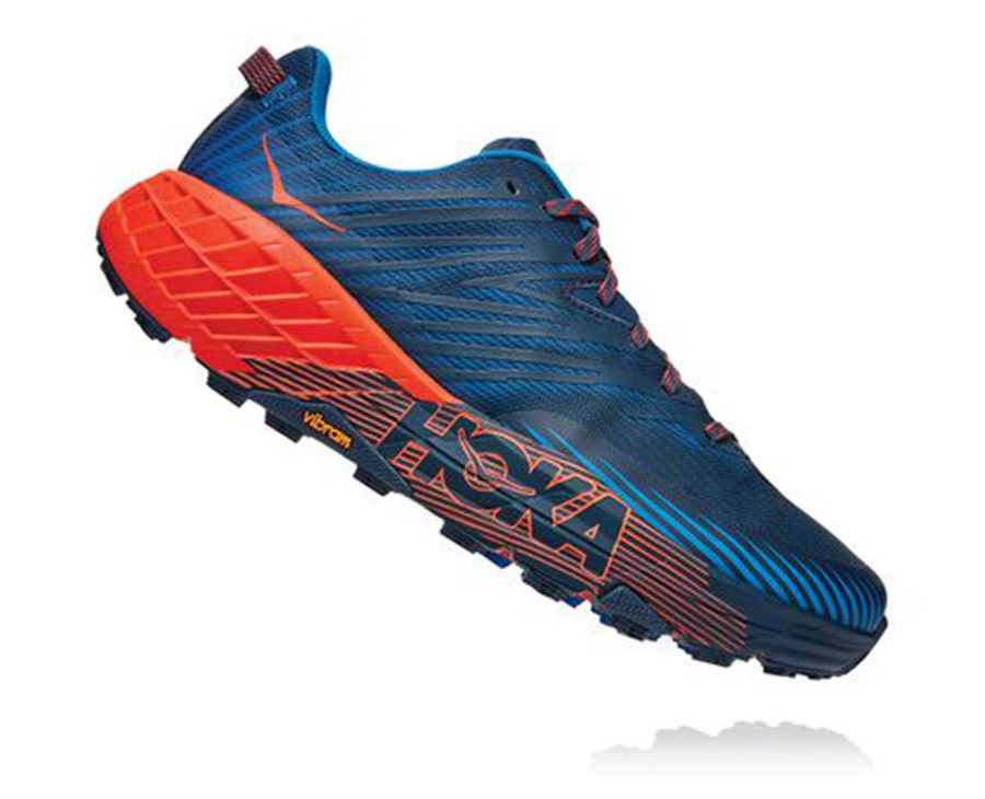 Hoka Australia One One Speedgoat 4 - Mens Trail Shoes Blue/Red - MLZCQ-1906